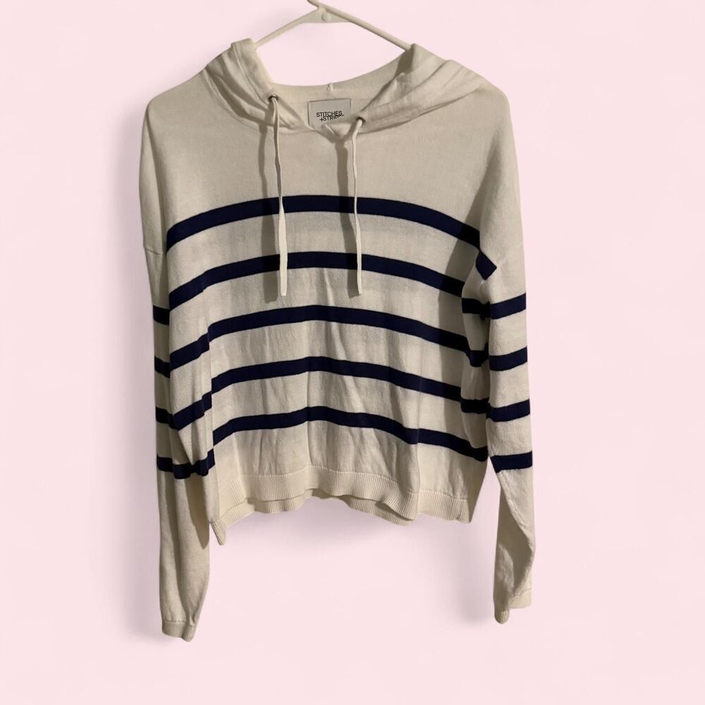 Stitches & Stripes "Palmer" Striped Crop Knit Hoodie ⚓️🌊